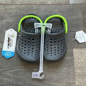 Kids Gray and Lime Green Slip-On Sandals